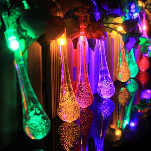 Indoor Outdoor Crystal Raindrop String Light Energy efficient LED for Christmas Trees or Patio