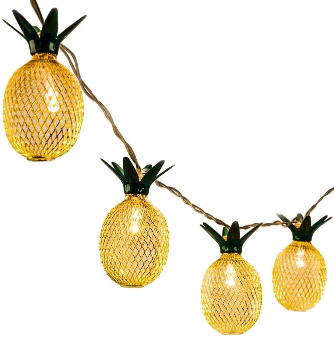 Battery Powered Hand Craft Mesh Pineapple Decoration String Light Indoor and Outdoor (Warm White)