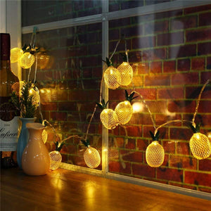 Battery Powered Hand Craft Mesh Pineapple Decoration String Light Indoor and Outdoor (Warm White)