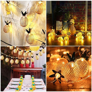 Battery Powered Hand Craft Mesh Pineapple Decoration String Light Indoor and Outdoor (Warm White)