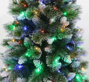 Sparkling Frosted Mix Pine Slim Christmas Tree Pre-lit with Dual Color LED lights