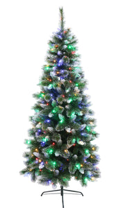 Sparkling Frosted Mix Pine Slim Christmas Tree Pre-lit with Dual Color LED lights