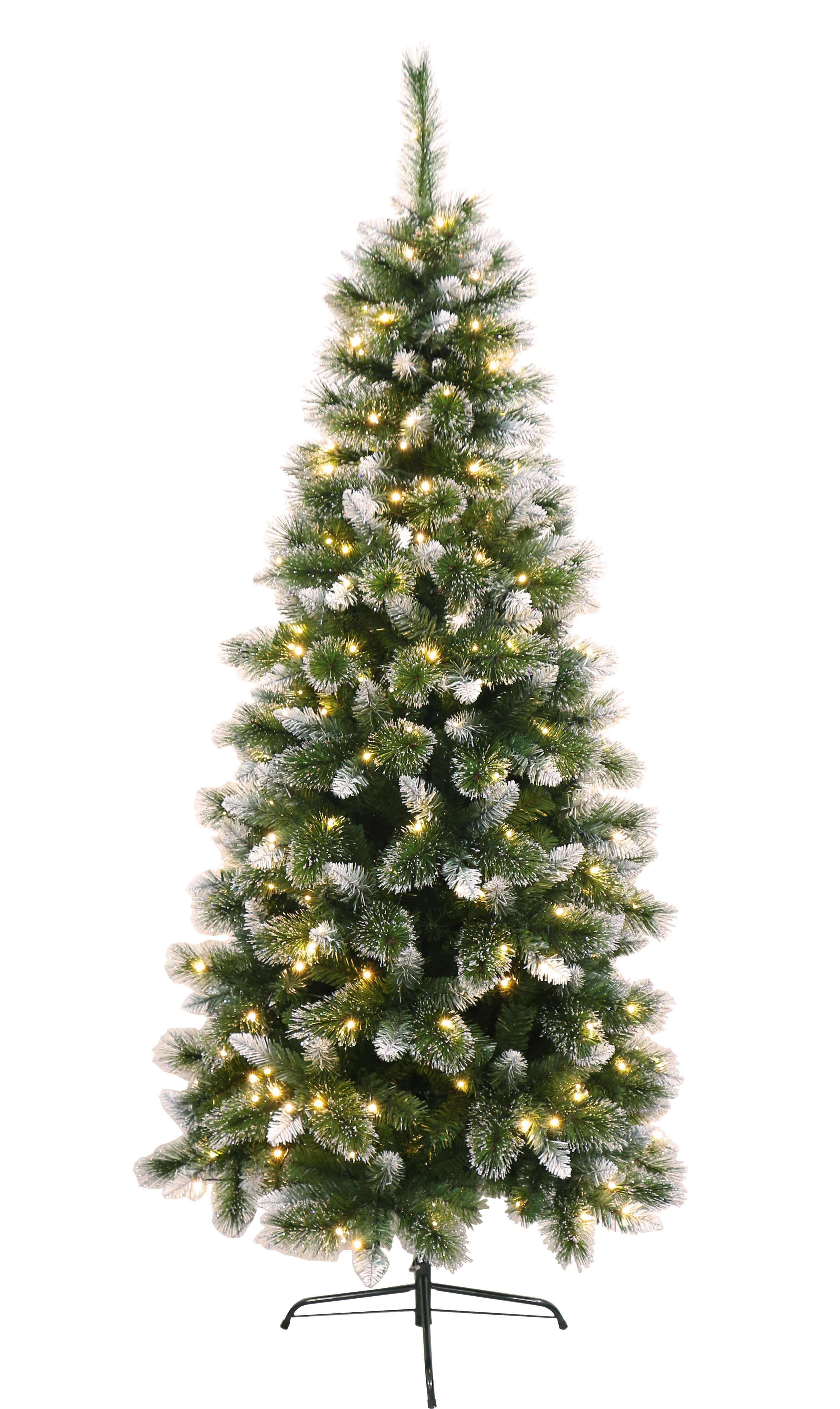 Sparkling Frosted Mix Pine Slim Christmas Tree Pre-lit with Dual Color LED lights