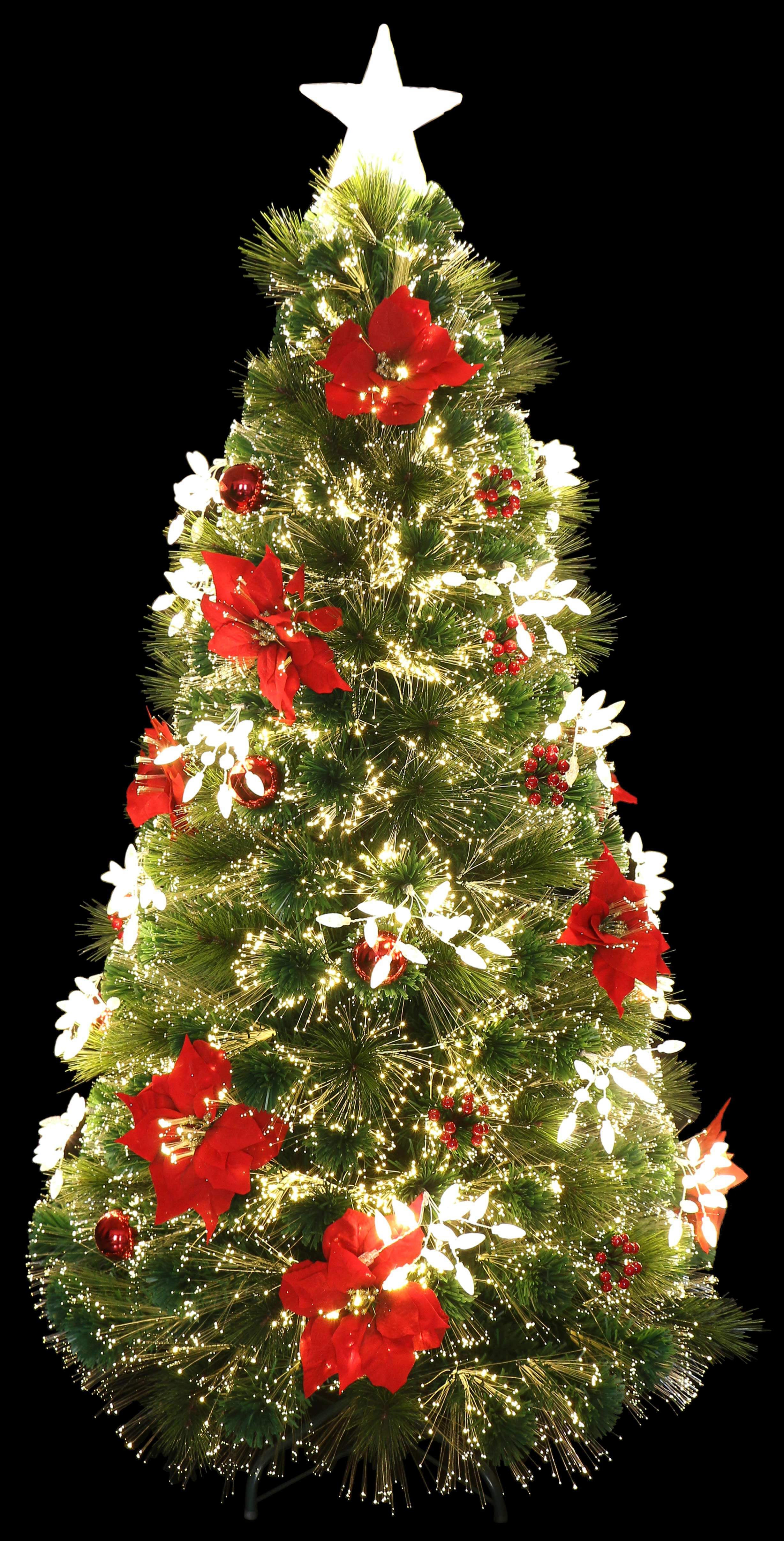 Decorated Holiday Festive Fiber Optic Christmas Tree