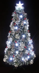 Snowy White Pine Pre-lit Flocked Fiber Optic Christmas Tree